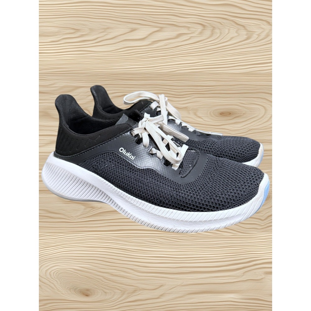 Olukai Island Hopper Sneakers Women Sz 7.5 Black Shoes Lace Up Casual